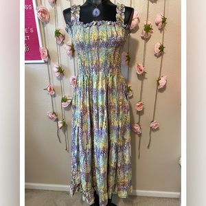 NWOT Large Batik Smock Maxi Dress